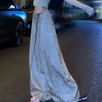 新中式洋气夏季薄国风阔腿裤个性拖地遮肉中国风休闲长裤女