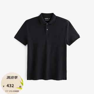 ABERCROMBIE & FITCH男装 24夏季百搭时尚纯色通勤短袖POLO衫短袖KI124-4518 黑色 XS 170/84A