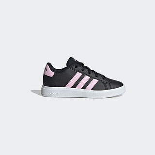 adidas GRAND COURT 2.0网球风板鞋女小童儿童阿迪达斯轻运动 黑色/粉色 38.5(235mm)