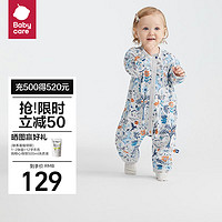 babycare婴儿衣服春装纯棉新生儿包屁衣连体衣春秋款 皇室狮子蓝 80cm 【中开款长袖】皇室狮子蓝