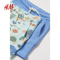 H&M童装男婴幼童宝宝短裤 夏季2条装卫裤棉质卡通休闲裤 0947465 薄荷绿/鱼 90/50