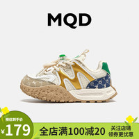 马骑顿 MQD秋款男童网面透气儿童运动鞋女童潮牌减震轻便跑步鞋 米金 32码内长20.5适合脚长19.5