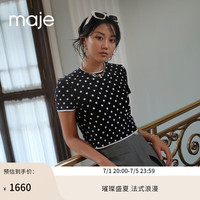 Maje【同款】2024早秋女装短袖圆领波点针织T恤MFPPU00791 黑白色 T1