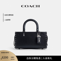 蔻驰(COACH)女士铆钉ROGUE 26号手袋牛皮革真皮简约斜挎包女包 LH/黑色