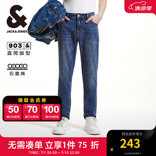 杰克·琼斯（JACK&JONES）903直筒牛仔裤男高端石墨烯裤子抑菌科技休闲男裤四季款衣服男装 中牛仔蓝JIM1 MED DENIM BLUE 170/78A/SRW