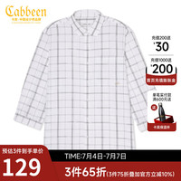 CABBEEN卡宾商场同款都市男装格子衬衫2022夏新款休闲上衣潮A2222109004 漂白色02