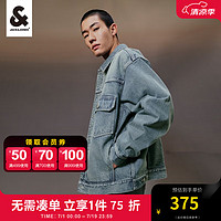 杰克·琼斯（JACK&JONES）衣服男装牛仔外套男宽松春季款翻领多口袋休闲纯棉牛仔夹克高端 中牛仔蓝E42 1