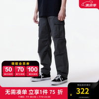 杰克·琼斯(JACK&JONES)衣服男装直筒工装裤男夏季多口袋裤子宽松休闲裤棉感伞兵裤潮流