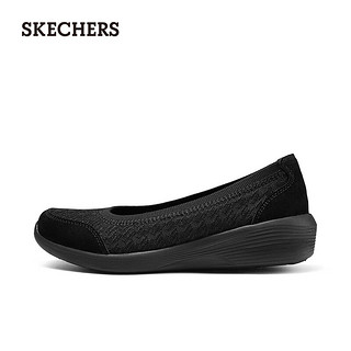 斯凯奇（Skechers）女鞋夏季透气运动鞋女舒适浅口单鞋鞋子女158725 全黑色/BBK 38.5