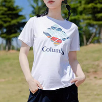哥伦比亚 圆领短袖户外女装上衣休闲舒适透气针织运动T恤