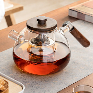 忆壶茶（YIHUTEA） 忆壶茶 茶壶玻璃加厚泡茶壶家用耐高温带过滤水壶煮茶器 【特色壶嘴】圆沐壶 1600ml
