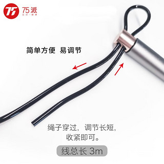 75派智能跳绳配件备用绳PVC胶绳跳绳直径4.5mm绳长3米 黑色 2根装