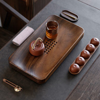 悟土 胡桃木茶盘家用简约办公高端实木干泡茶盘茶托储排俩用小茶台 胡桃木储排款46*25cm 单茶盘