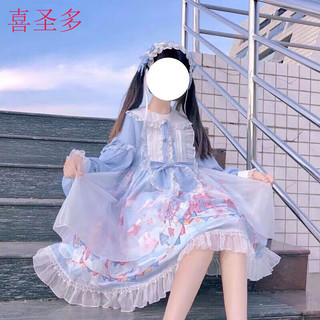 洛丽塔裙子成人洛丽塔裙子梦境游乐园OP甜美可爱lolita连衣裙 浅蓝色小裙子（不含发带） S