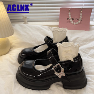 ACLNX粗跟玛丽珍女鞋24春秋小皮鞋日系jk配裙子百搭单鞋厚底乐福鞋 米白色 39