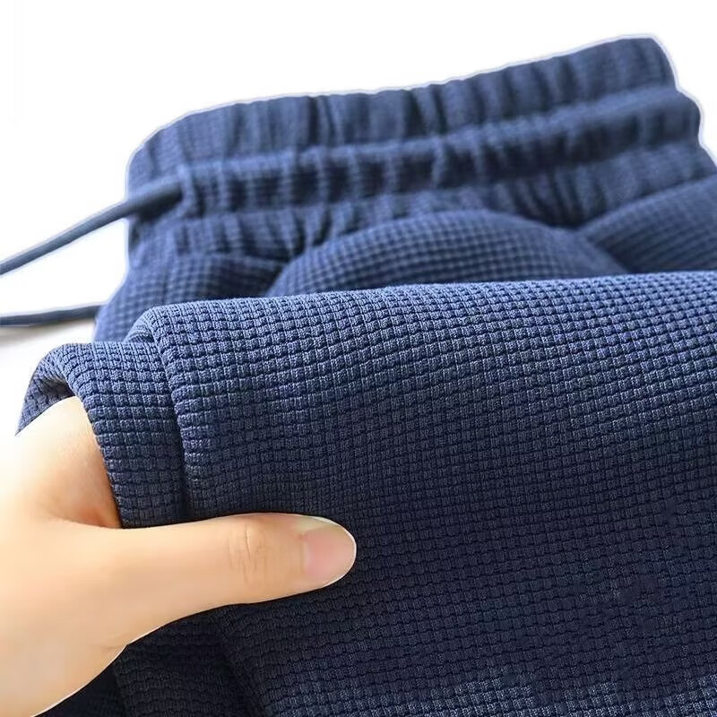 锡元干活穿的裤子男耐磨脏上班工作劳保服华夫格裤直筒宽松运动松紧带