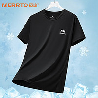 MERRTO 迈途 速干衣情侣跑步夏季运动透气户外冰丝健身羽毛球男休闲圆领T恤C MT-2黑色 3XL(160-180)斤