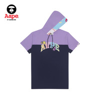 Aape 8410XXI 字母印花撞色拼接 藏青色 XXS 连衣裙