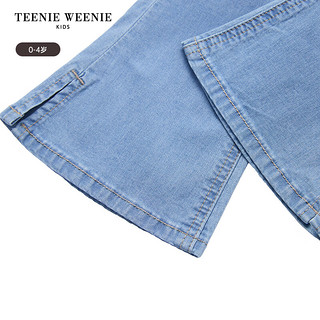 Teenie Weenie Kids小熊童装24秋季女宝宝可爱贴布绣喇叭裤牛仔裤 浅蓝色 80cm