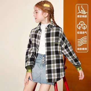 ASK JUNIOR女童衬衫秋季格纹儿童衬衣休闲衬衫外套 格子 110