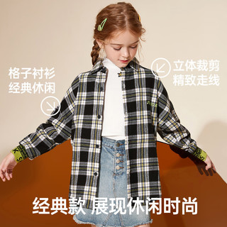 ASK JUNIOR女童衬衫秋季格纹儿童衬衣休闲衬衫外套 格子 110