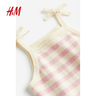 H&M童装女婴幼童裙子夏季甜美洋气无袖针织连衣裙1138093 浅粉红/条纹 110/56