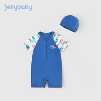 JELLYBABY男童泳衣中大童2024男宝夏季男孩长袖宝宝连体防晒5岁8儿童游泳衣