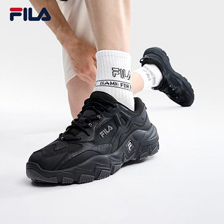 FILA 斐乐RAVAGEMENT 2男鞋复古运动鞋夏款轻便跑步鞋 黑/锻铁-BF 41