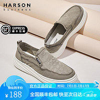 哈森（Harson）男鞋休闲鞋子男夏季百搭款透气帆船鞋软底布鞋男轻便男士板鞋 杏色 41码=运动鞋42码