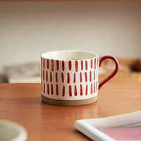 肆月 复古陶瓷马克杯办公室家用小众喝水杯子咖啡杯单个 红色-条纹