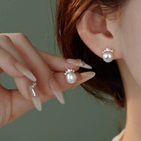 MALTIA JEWELRY 曼蒂娅珠宝 曼蒂娅S925银耳钉女淡水珍珠耳环潮气质轻奢高级感秋冬耳饰 925皇冠淡水珍珠8mm