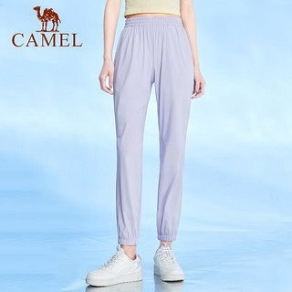 骆驼（CAMEL）冰丝凉感防晒运动裤女士薄款夏季休闲透气束脚宽松速干长裤男 J13BAY6003A，男，普鲁士蓝 L