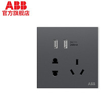 ABB 盈致系列 灰色 五孔带双USB插座
