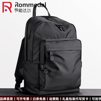 罗梅达尔(Rommedal)双肩包男尼绒布商务休闲男女大容量旅行包电脑包男背包男士双肩包 黑色43*30*18cm