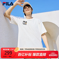 FILA 斐乐款针织短袖衫2024夏小狗刺绣舒适休闲T恤 云菇白-WT 170/92A/M