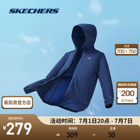 斯凯奇(Skechers)御光丨运动外套男女同款夏季梭织连帽科技舒爽透气 男款-海军学院蓝/02MZ L