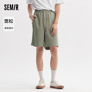 森马（Semir）休闲中裤男2024夏季简约字母刺绣短裤抽绳宽松直筒裤109324126101 土灰绿40944 M