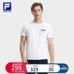 FILA 男子圆领针织短袖T恤 玉石白 175/96A/L