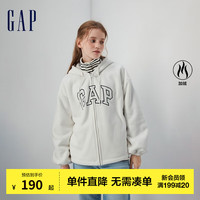 Gap女装秋冬LOGO抱抱绒宽松运动卫衣807025休闲连帽衫 白色 160/80A(XXS)