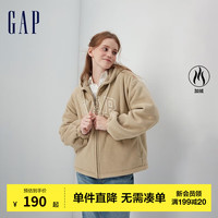 Gap女装秋冬LOGO抱抱绒宽松运动卫衣807025休闲连帽衫 浅棕色 170/96A(M)