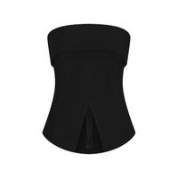 URBAN REVIVO 女士都市魅力开衩一字领露肩吊带衫 UWG240157 正黑 XS