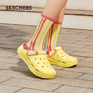 斯凯奇（Skechers）程潇同款泡泡鞋洞洞鞋拖鞋女夏季透气增高小怪兽包头凉鞋女111581 亮黄色/YEL 38