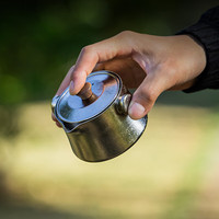 容山堂纯钛旅行茶具便携式户外露营茶具套装茶杯快客杯泡茶壶茶具三件套 冰晶双耳旅行泡茶壶-一壶四杯