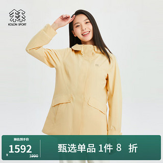 KOLON SPORT/可隆冲锋衣 女子户外休闲防水2L防透湿徒步露营夹克外套 LKJK4MTT02-YE 黄色 165/M