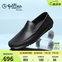 金利来(goldlion)男鞋时尚套脚冲孔透气豆豆鞋舒适商务休闲鞋52722039401A黑色
