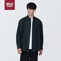 无印良品（MUJI）男式 麻混 长袖衬衫 男士衬衣外套早春AC1XAA4S 黑色 M 