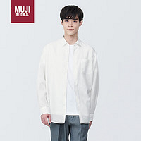 无印良品（MUJI）男式 麻混 长袖衬衫 男士衬衣外套早春AC1XAA4S 白色 XL 