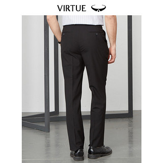 Virtue 富绅 双褶黑色男直筒宽松免烫西裤