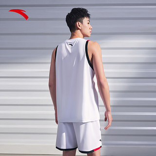 安踏吸湿速干科技丨篮球套装男士夏季比赛训练套装纯色球衣球服男 纯净白/基础黑-1 3XL(男190)