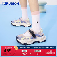 FILA FUSION斐乐潮牌女鞋硬糖凉鞋2024夏休闲厚底鞋运动鞋 烟玫瑰粉/蓝冰-RB 37.5